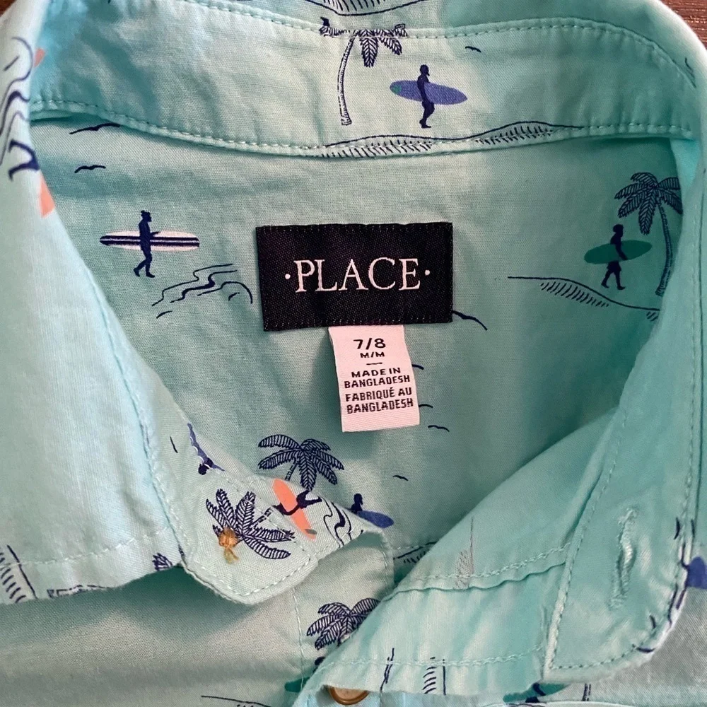 The Children’s Place, Tropical Button Down Shirt, Size 8/10, M
